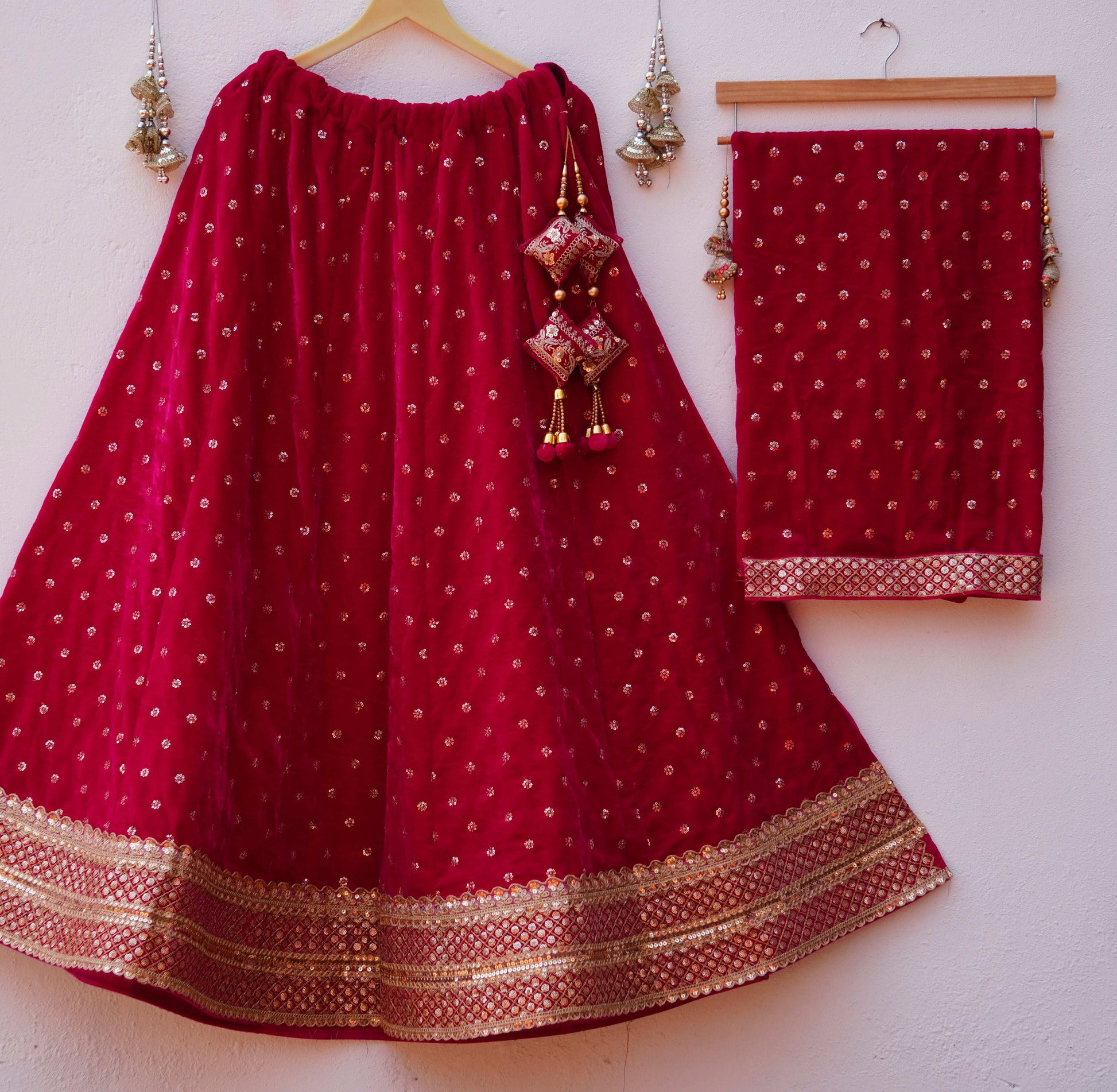 Designer Velvet Lehenga with Traditional Embroidery