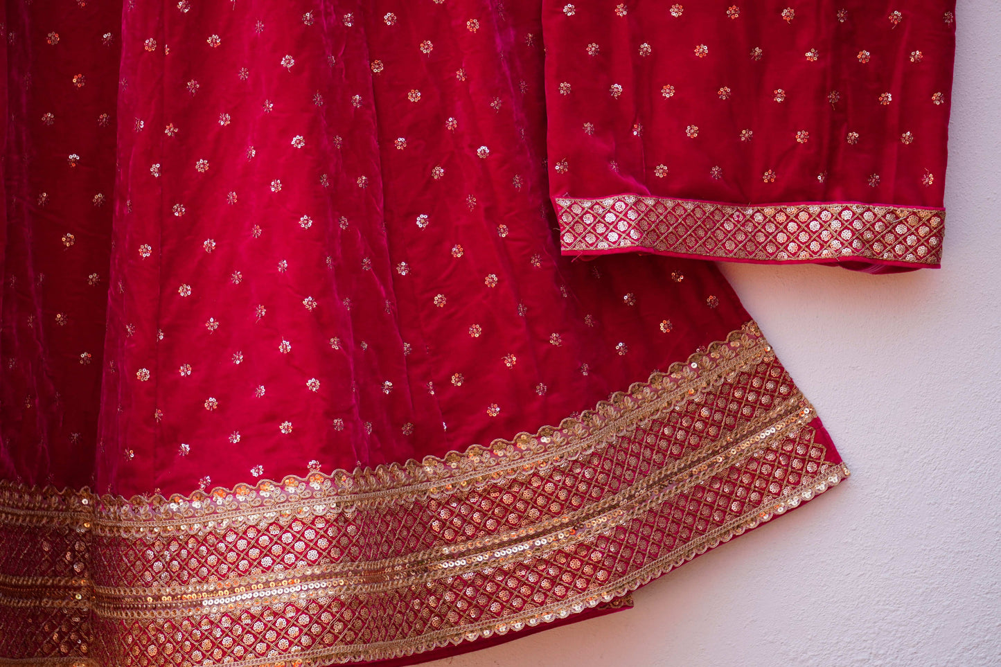 Designer Velvet Lehenga with Traditional Embroidery