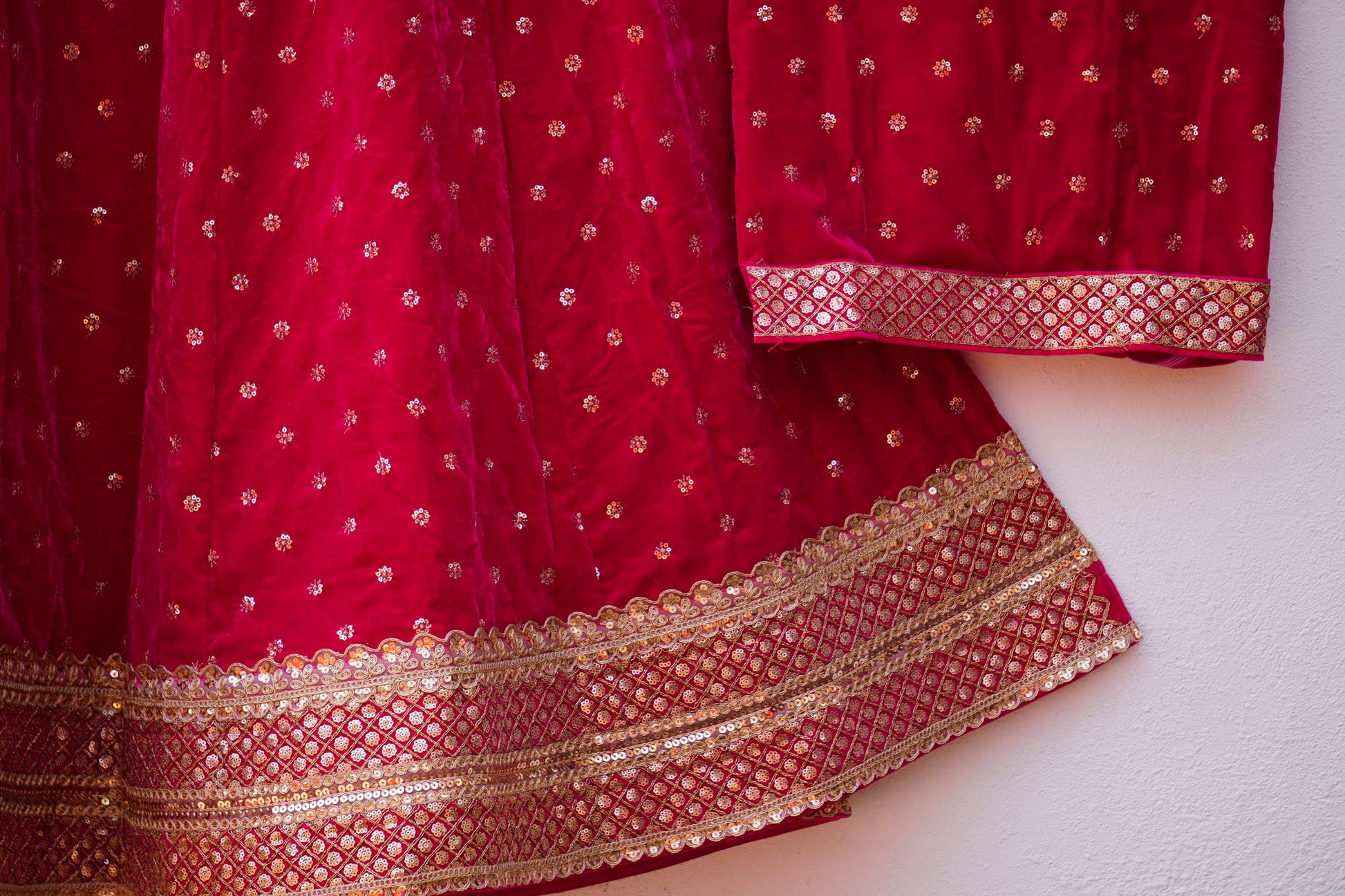 Designer Velvet Lehenga with Traditional Embroidery