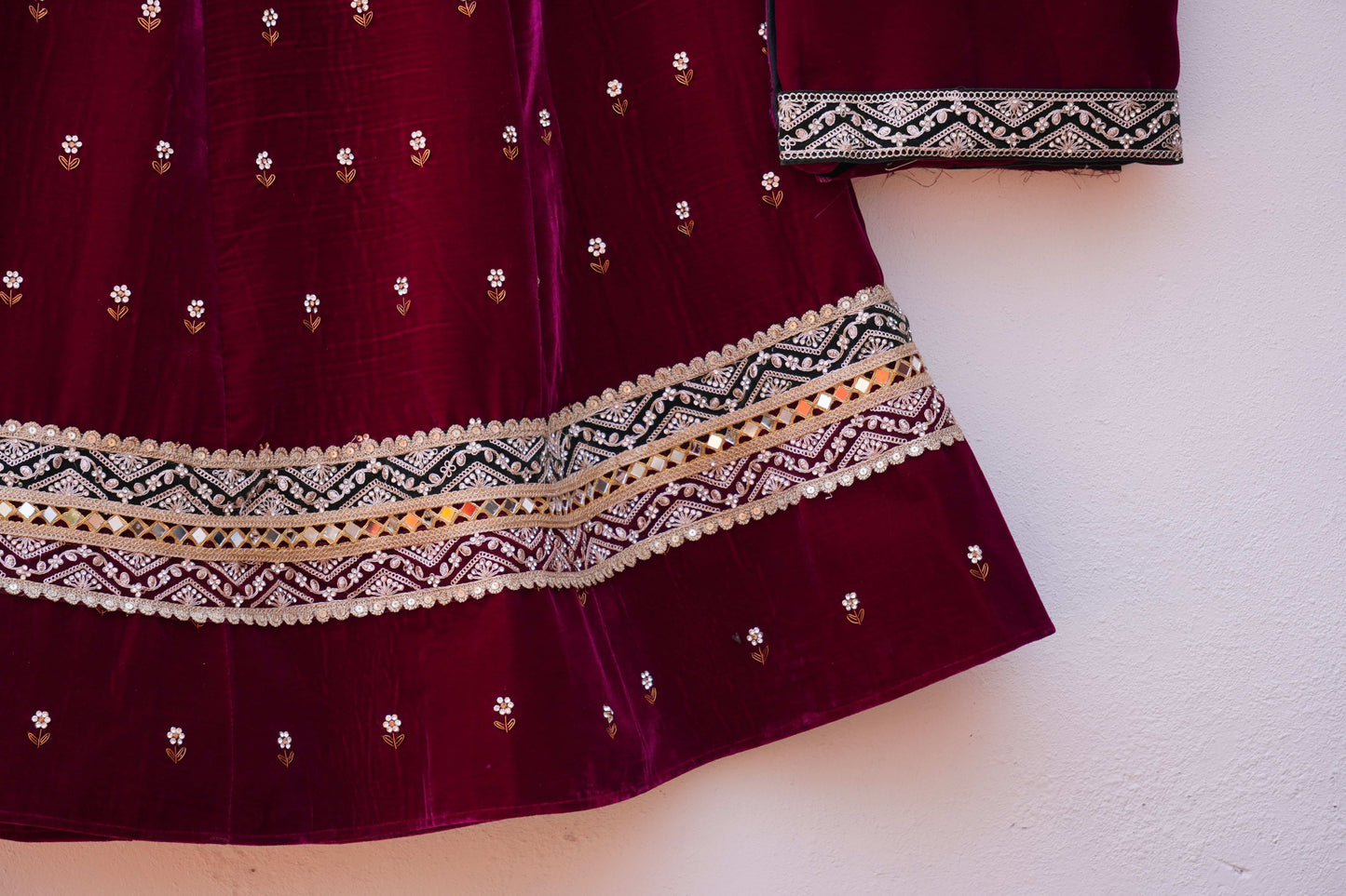Designer Velvet Lehenga with Traditional Embroidery
