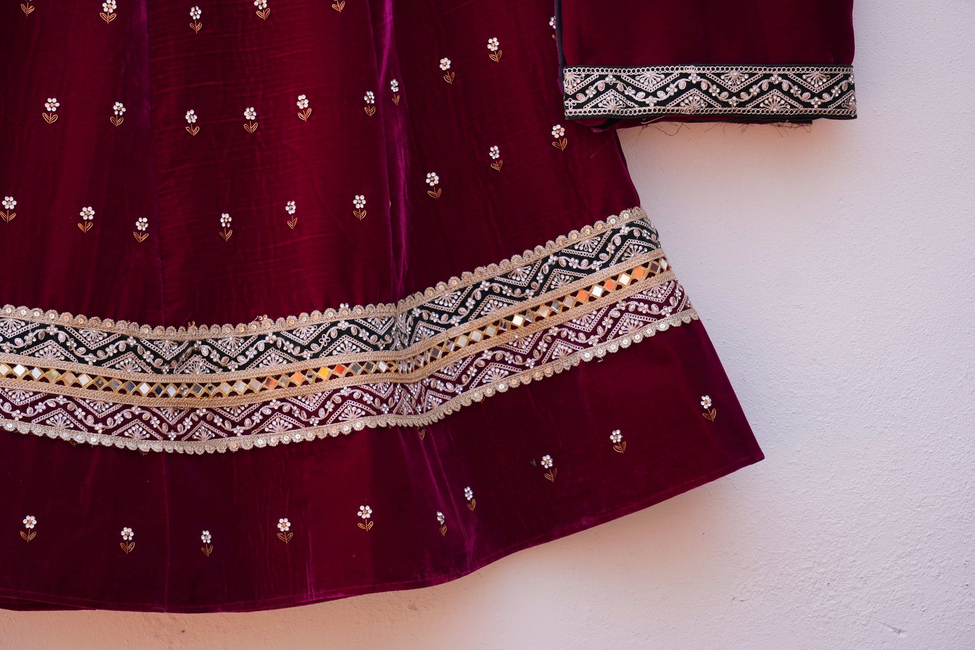 Designer Velvet Lehenga with Traditional Embroidery
