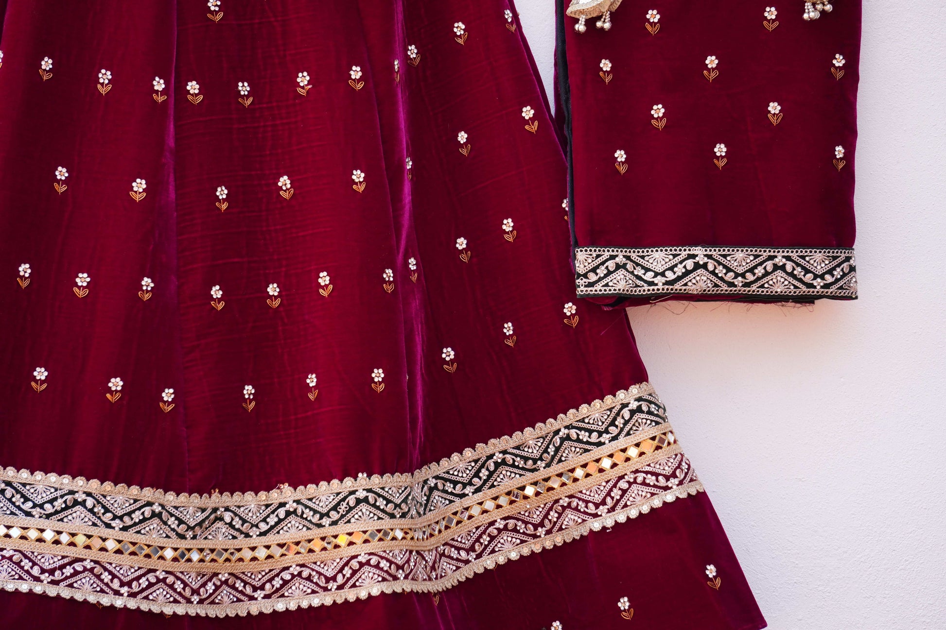 Designer Velvet Lehenga with Traditional Embroidery