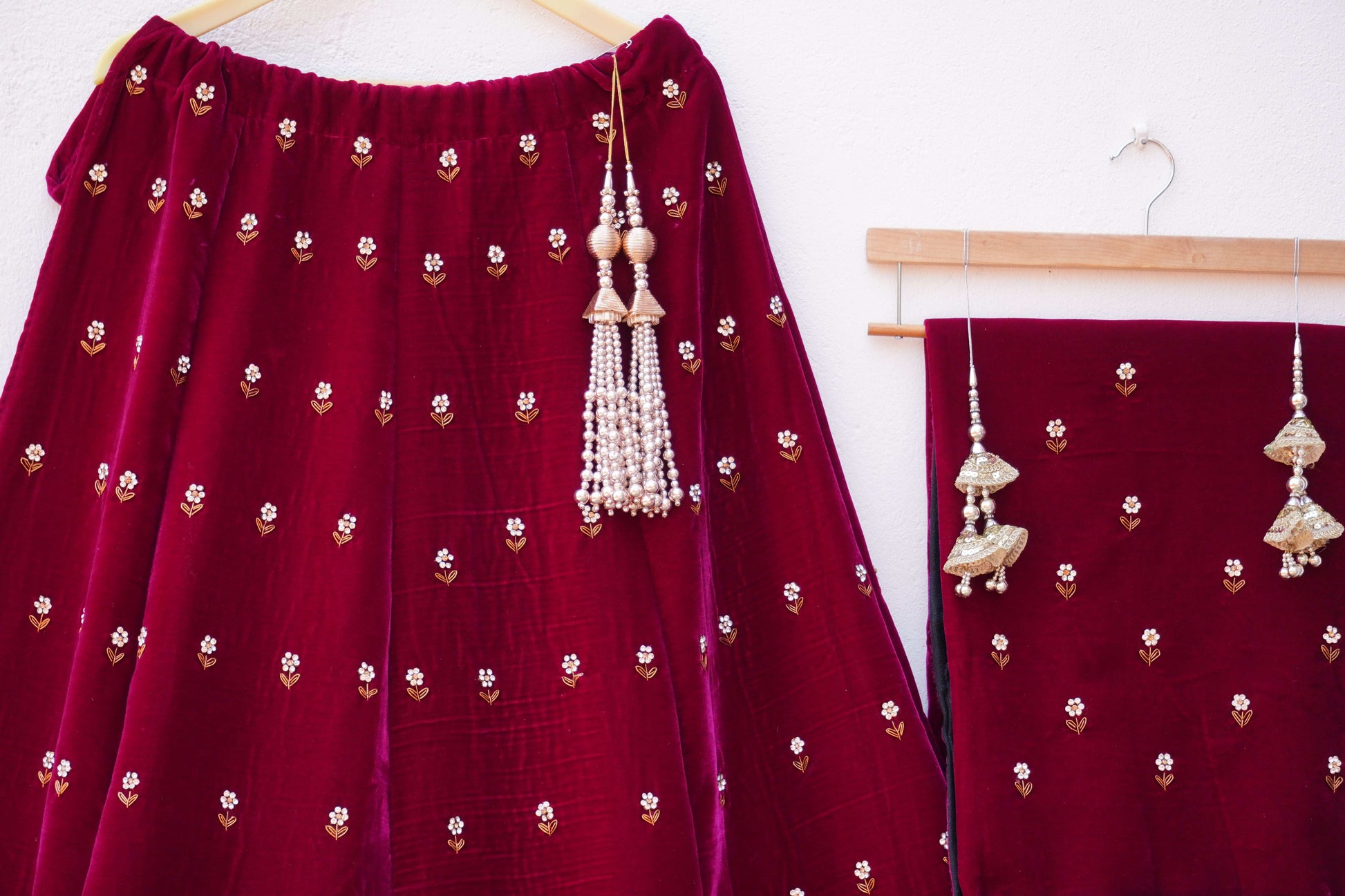 Designer Velvet Lehenga with Traditional Embroidery