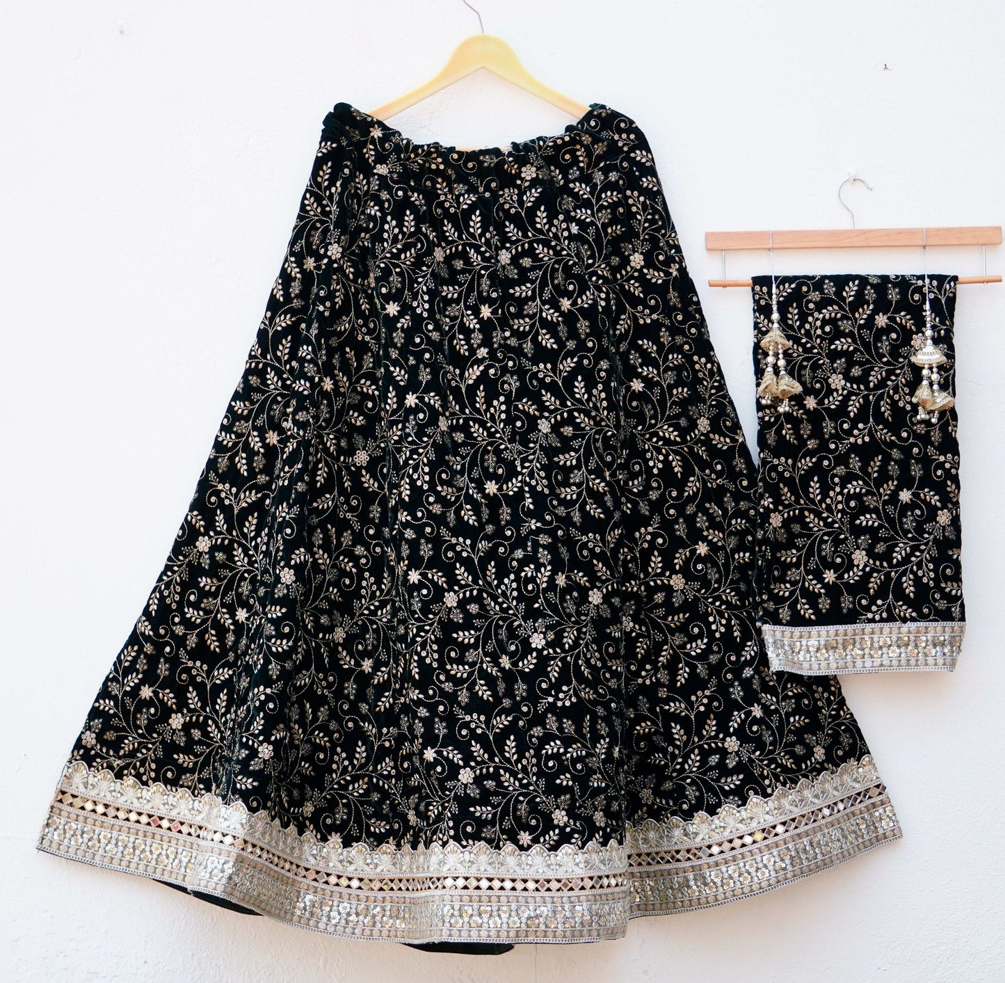 Designer Velvet Lehenga with Traditional Embroidery