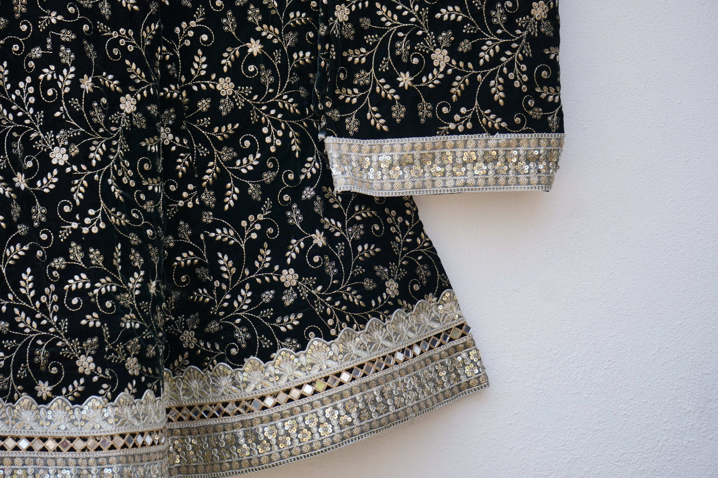 Designer Velvet Lehenga with Traditional Embroidery