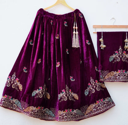 Royal Velvet Lehenga '' DEEP PURPLE''