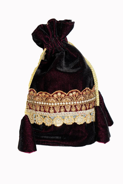 Royal Purple Velvet Potli Bag | Perfect for Weddings & Gifts