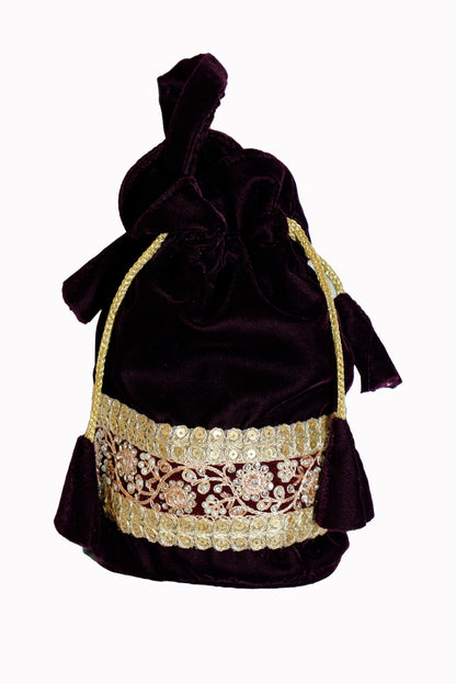 Royal Purple Velvet Potli Bag | Perfect for Weddings & Gifts