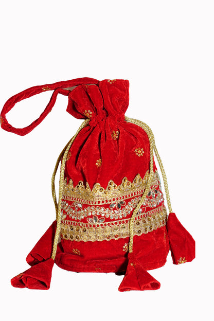Royal Red Velvet Potli Bag | Perfect for Weddings & Gifts