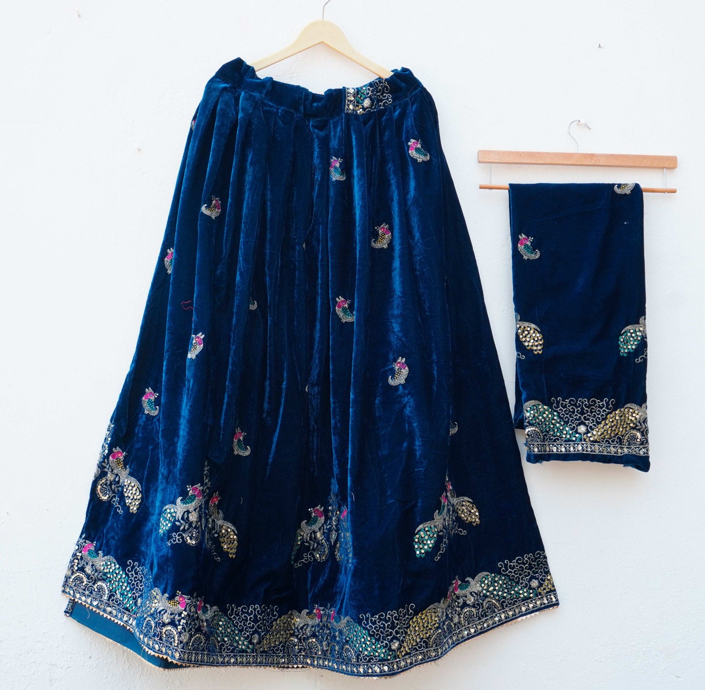 Royal Velvet Lehenga '' DEEP BLUE''