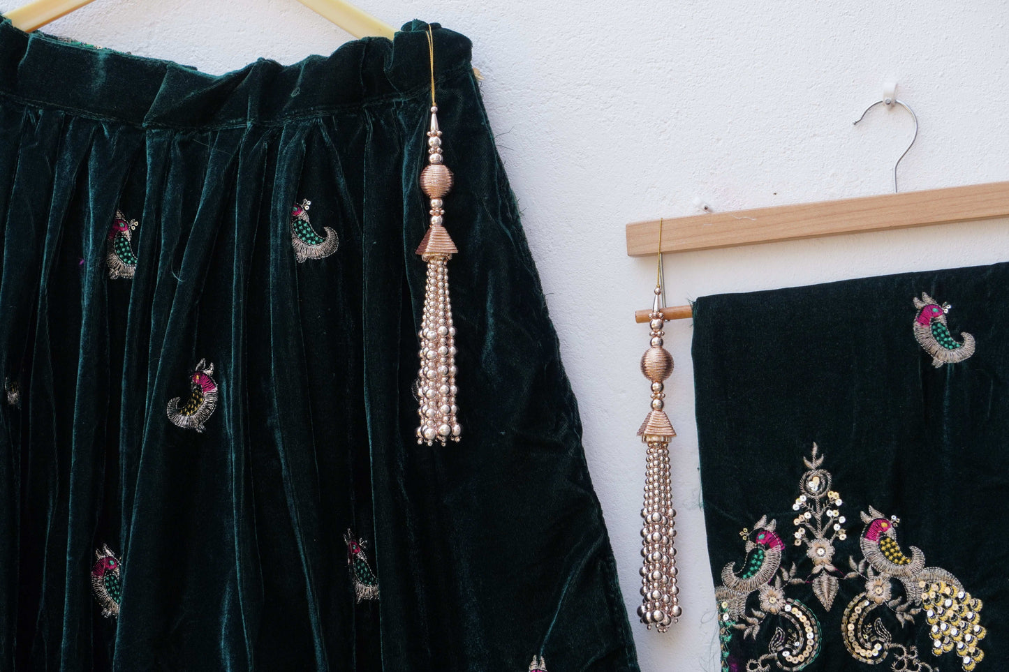 Royal Velvet Lehenga ''DEEP GREEN''