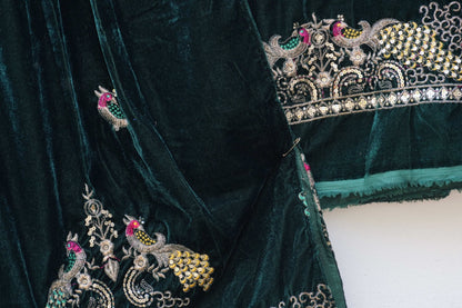 Royal Velvet Lehenga ''DEEP GREEN''