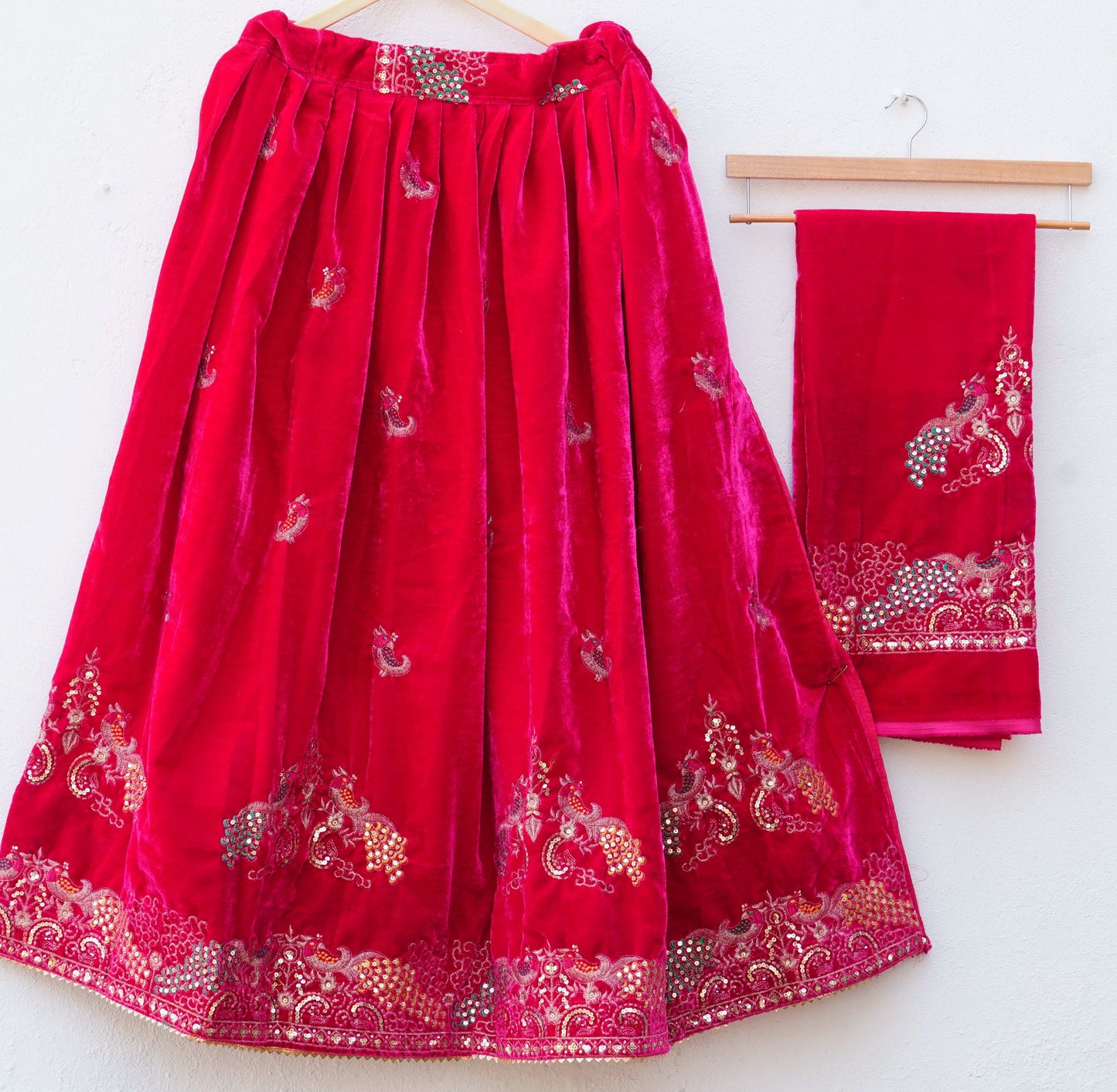 Royal Velvet Lehenga ''DEEP PINK''