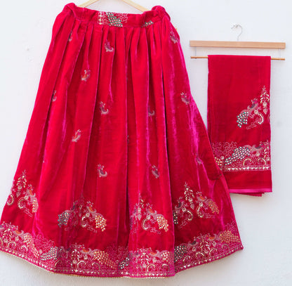 Royal Velvet Lehenga ''DEEP PINK''