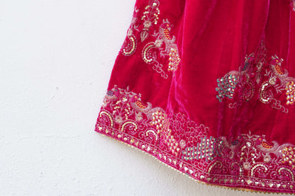 Royal Velvet Lehenga ''DEEP PINK''