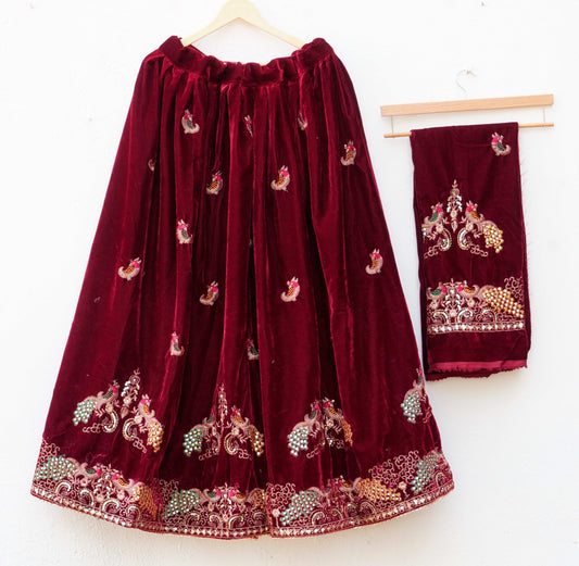 Royal Velvet Lehenga ''DEEP BROWN''
